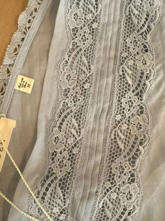 Doen Light Blue Embroidered V-Neck Midi Dress NWT perfect - Picture 10 of 14